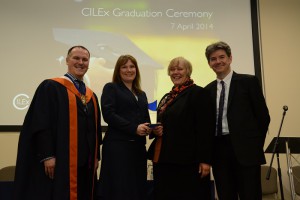L-R: Stephen Gowland, CILEx President, Jenny Caprio and Anne Davies from Buckinghamshire County Council Legal Team and Noel Inge, Managing Director of CILEx Law School, the award’s sponsor.   