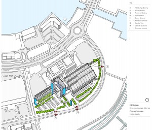 An artist impression of the potential HS2 rail college on the site at Lakeside - created by Bond Bryan Architects